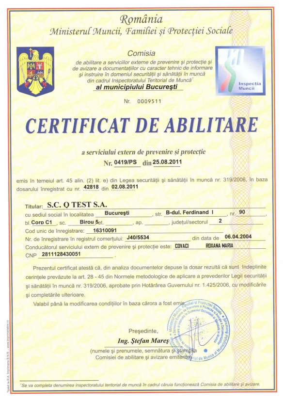certificat abilitare